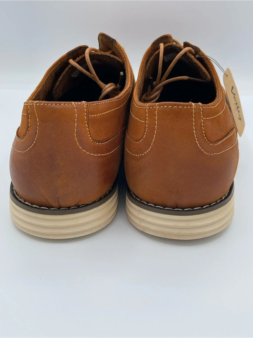 Vostey Men's Lace-Up Derby Shoes in Tan Brown